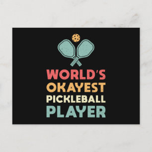 Cartão Postal Jogador de Pickleball Retro do Mundo mais Okayest