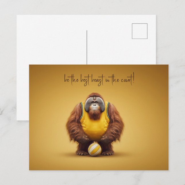 Cartão Postal Jogador de Voleibol Orangutan (Frente/Verso)