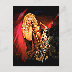 Cartão Postal Jogador Fiery Saxofone