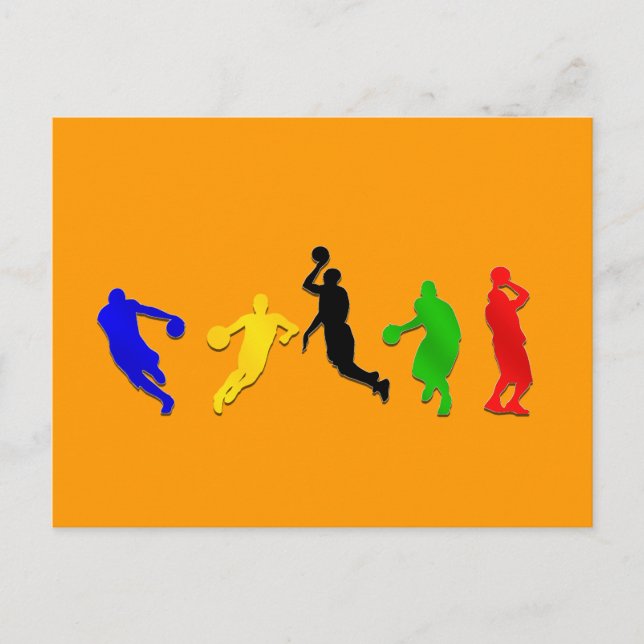 Cartão Postal Jogadores de basquete jogam basquete (Frente)