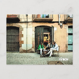 Cartão Postal Jogando cartas no bairro de El Nascer, em Barcelon