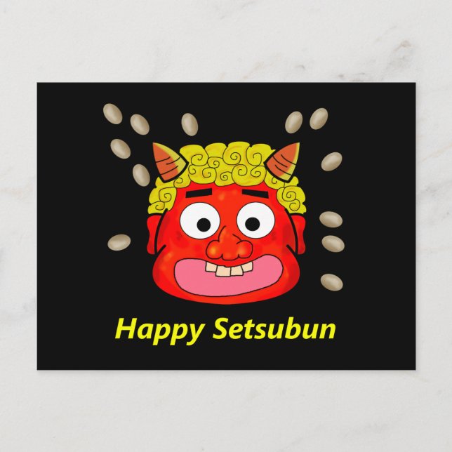 Cartão Postal Jogando feijão no Demon (Frente)