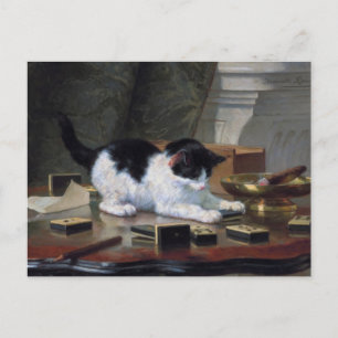 Cartão Postal Jogando o gatinho por Henriëtte Ronner-Knip
