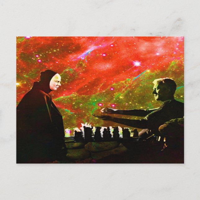 Cartão Postal Jogando xadrez com a morte (Frente)