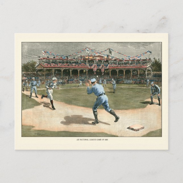 Cartão Postal Jogo da Liga Nacional de Basebol de 1886 (Frente)