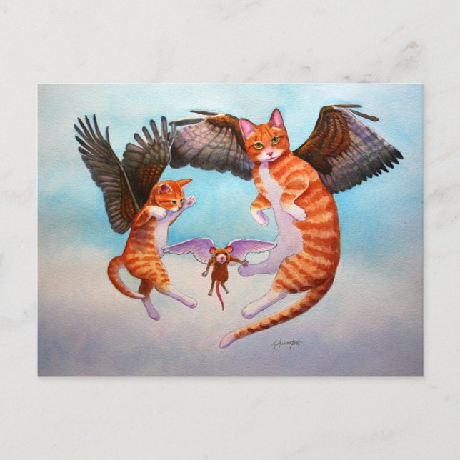 Cartão Postal Jogo de Anjo e Rato (Frente)