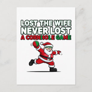 Cartão Postal Jogo de Cornhole do Papai Noel Citação Divertida d