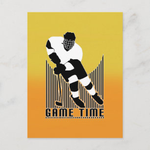 Cartão Postal Jogo de Hóquei Vintage Time Laranja Amarelo Esport