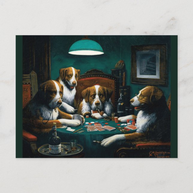 Cartão Postal Jogo de Poker de Cães (Frente)