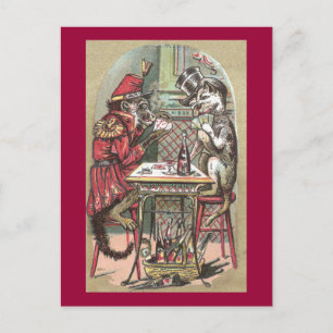 Cartão Postal Jogo de pôquer entre macaco e Buldogue