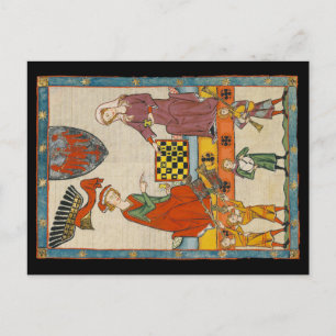 Cartão Postal Jogo de Xadrez do Codex Manesse do Século XIV