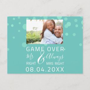 Cartão Postal Jogo Terminado Casamento Engraçado Salve a Data Fo