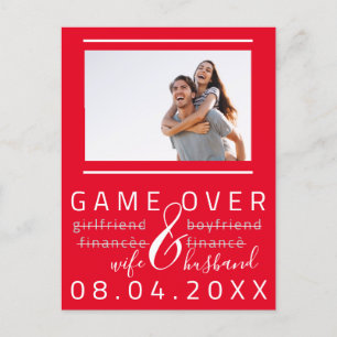 Cartão Postal Jogo Terminado Foto engraçada para salvar a data V