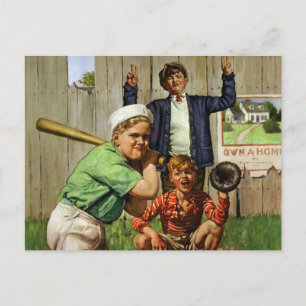 Cartão Postal Jogo Vintage Baseball, Crianças Jogador de Esporte