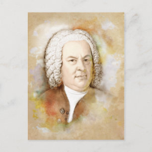 Cartão Postal Johann Sebastian Bach Portrait em beige