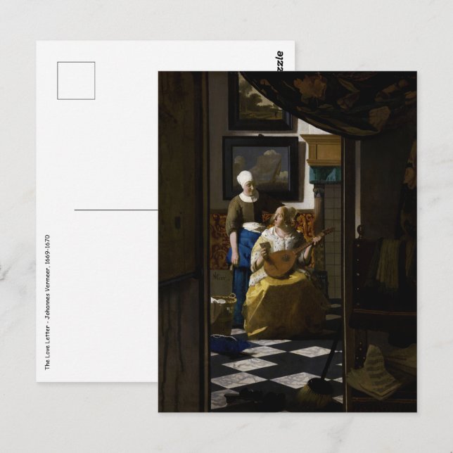 Cartão Postal Johannes Vermeer - A Carta de Amor (Frente/Verso)
