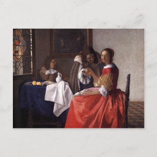 Cartão Postal Johannes Vermeer - A Lady e Dois Cavalheiros
