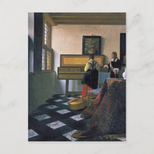 Cartão Postal Johannes Vermeer - A lição de música