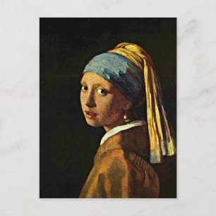Cartão Postal Johannes Vermeer art - Rapariga com um brinco de p