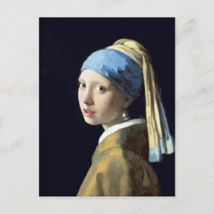 Cartão Postal Johannes Vermeer Girl com um barulho de pérolas