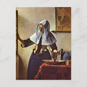 Cartão Postal Johannes Vermeer - Jovem mulher com um jarro de ág