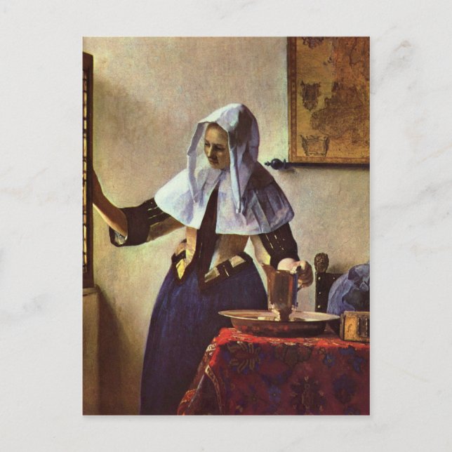 Cartão Postal Johannes Vermeer - Jovem mulher com um jarro de ág (Frente)