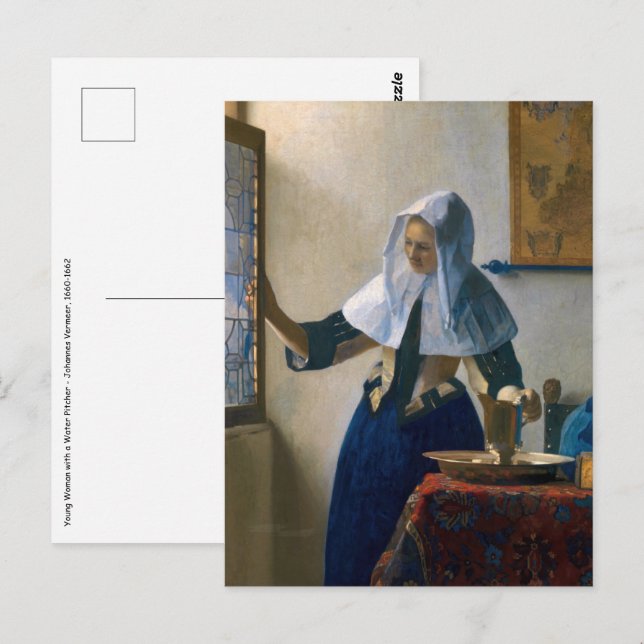 Cartão Postal Johannes Vermeer - Mulher com Pitcher de Água (Frente/Verso)