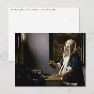 Cartão Postal Johannes Vermeer - Mulher com uma Balança