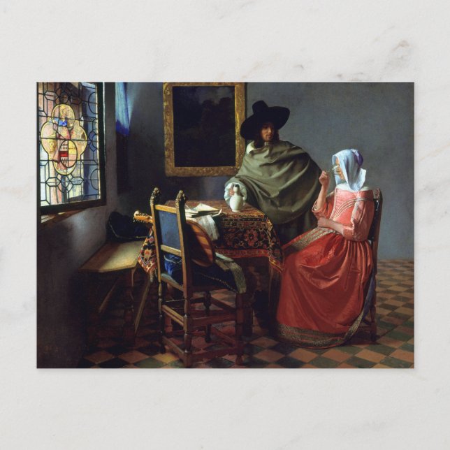 Cartão Postal Johannes Vermeer O Vidro Do Vinho (Frente)