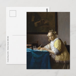 Cartão Postal Johannes Vermeer - Uma Senhora a Escrever uma Cart