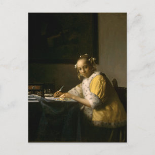 Cartão Postal Johannes Vermeer, Uma Senhora Escrevendo um Cartã