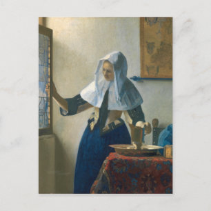 Cartão Postal Johannes Vermeer Young Woman com Água Pitcher