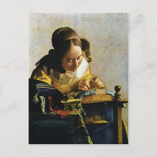 Cartão Postal Johannes Vermeer's The Lacemaker (cerca de 1670)