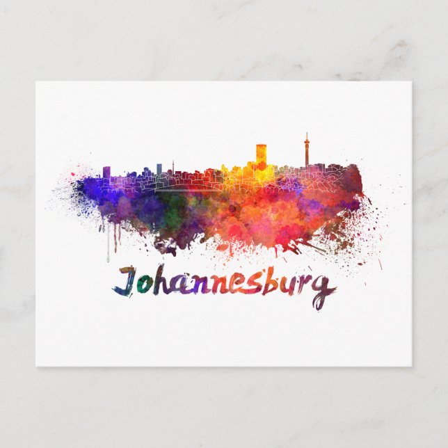 Cartão Postal Johannesburg skyline in watercolor (Frente)