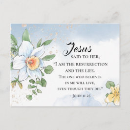Cartão Postal John 11:25 Bíblia Verse Spring Flowers Páscoa