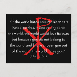 Cartão Postal John 15:18-19