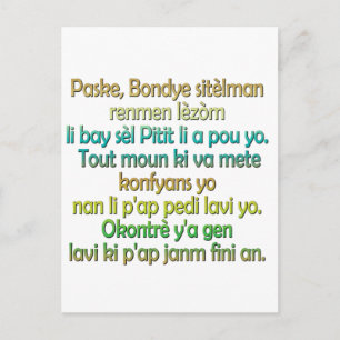 Cartão Postal John 3:16 Crioulo Haitiano