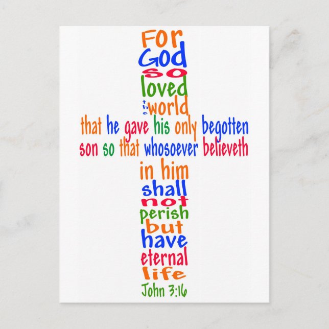 Cartão Postal John 3:16 Cross (Frente)