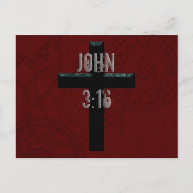 Cartão Postal John 3:16 Cruz Cristã (Frente)