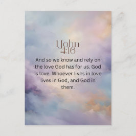 Cartão Postal John 4:16 Bíblia Verso na Design de Aquarela