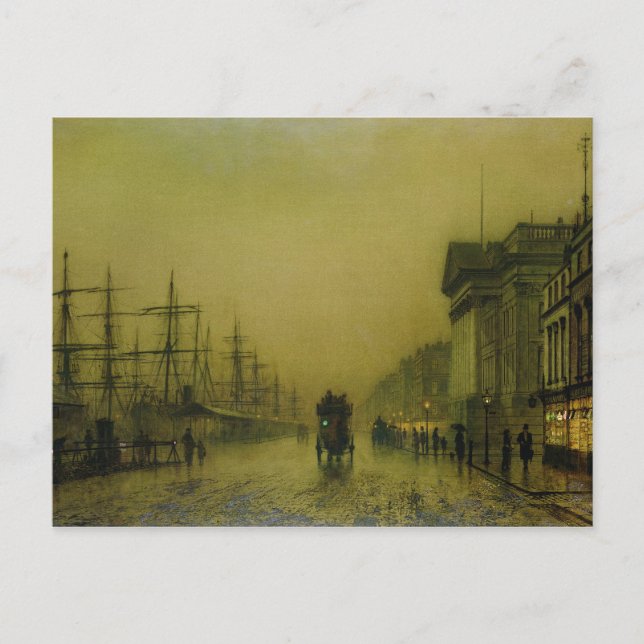 Cartão Postal John Atkinson Grimshaw | Alfândegas Liverpool Dock (Frente)