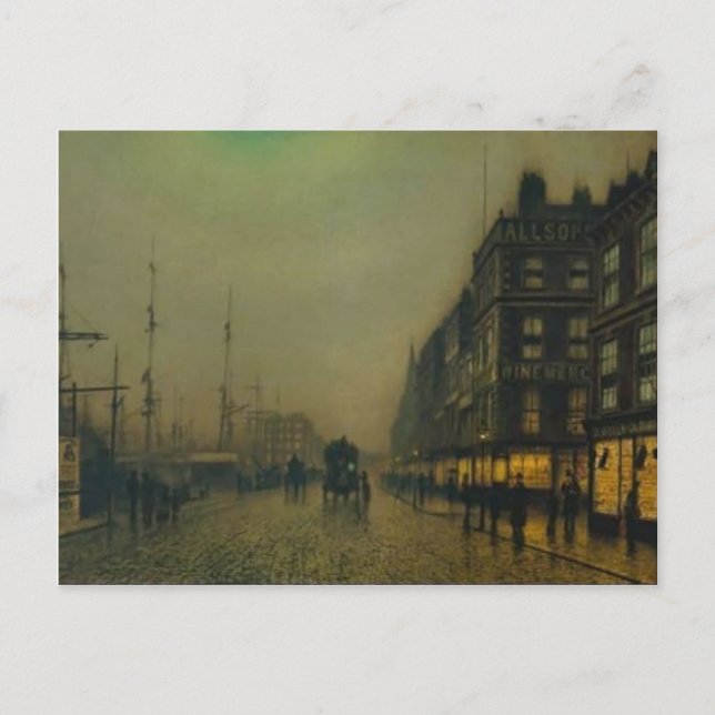 Cartão Postal John Atkinson Grimshaw-Liverpool Quay por Moonligh (Frente)