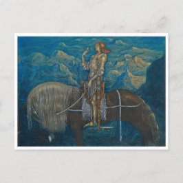 Cartão Postal John Bauer Um cavaleiro de Entre os Gnomos