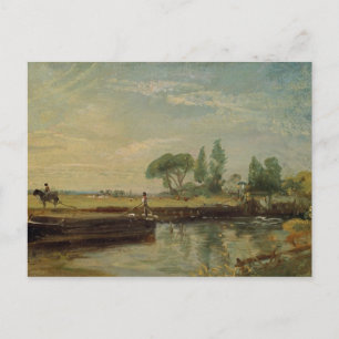 Cartão Postal John Constable Uma barcaça abaixo de Flatford Lo