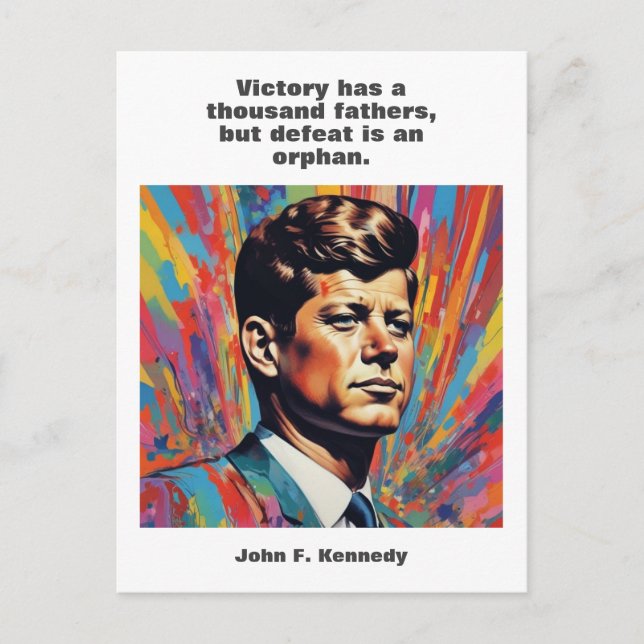 Cartão Postal John F. Kennedy Cita Inspiração Motivacional (Frente)