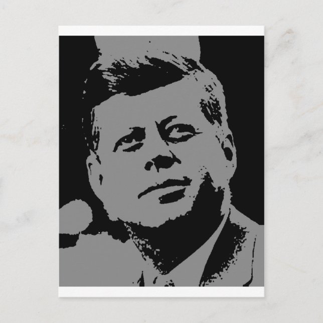 Cartão Postal John F. Kennedy - silhueta negra e cinza (Frente)
