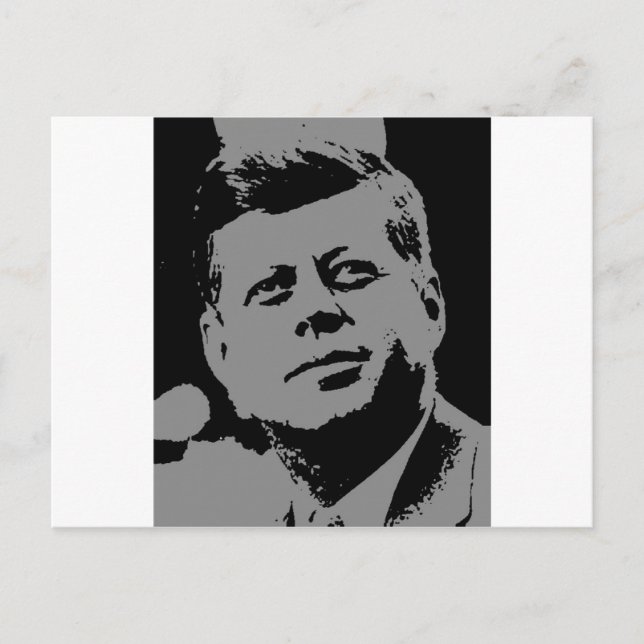 Cartão Postal John F. Kennedy - silhueta negra e cinza (Frente)