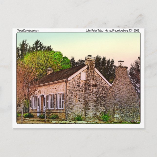 Cartão Postal John Peter Tatsch Home, Fredericksburg, TX (Frente)