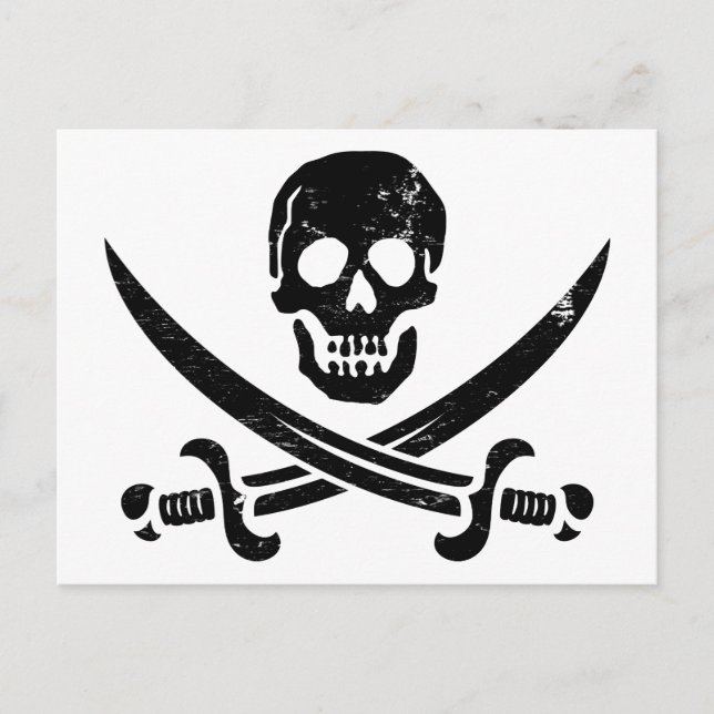 Cartão Postal John Rackham (Calico Jack) Pirata Flag Jolly Roger (Frente)