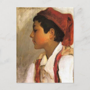 Cartão Postal John Sargent - Chefe de um Menino napolitano em pe